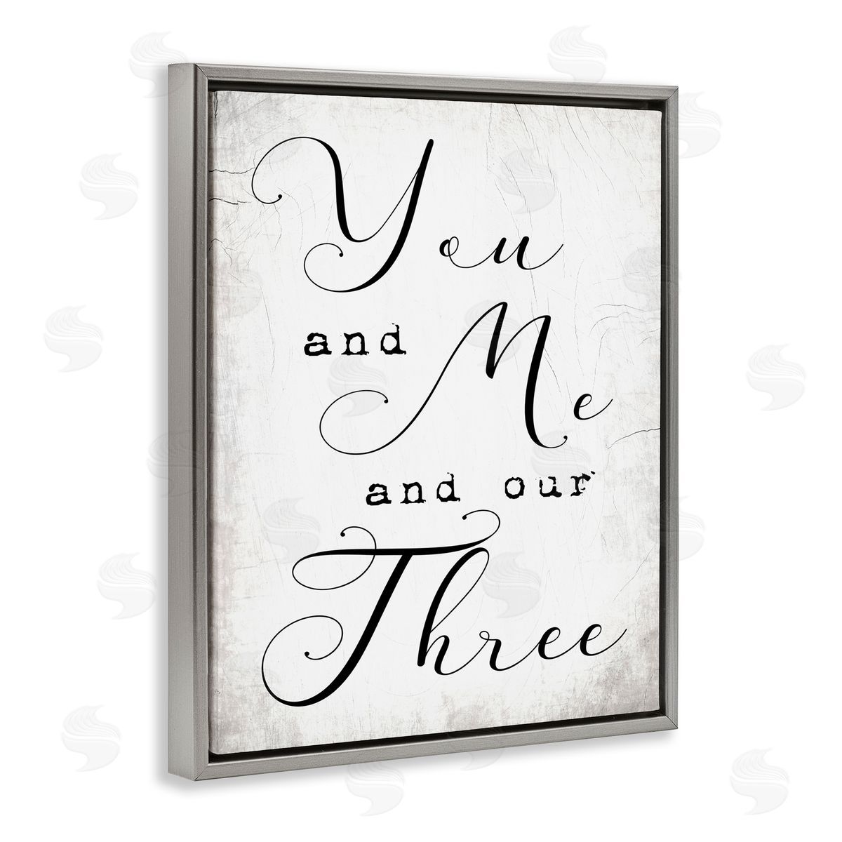 Stupell Studio You Me and Our Three Phrase Family Home Quote Gray Floater Frame Canvas Art