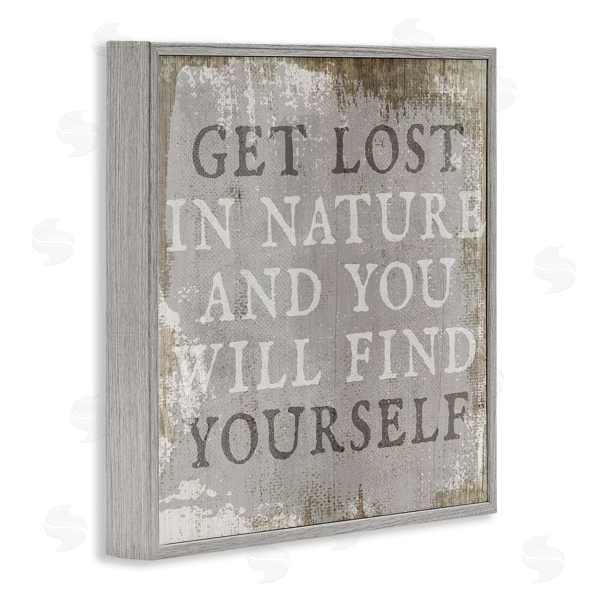 Stupell Studio Get Lost In Nature Phrase Grey Rustic Distress Gray Framed Giclee Wall Art