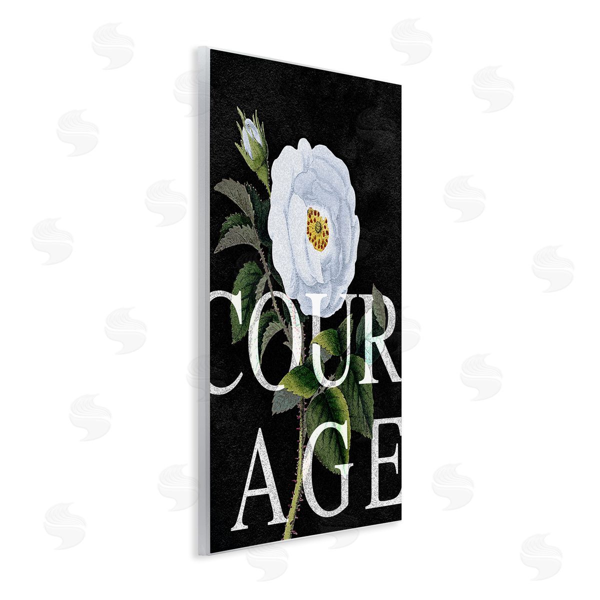 Stupell Studio Courage Text over Vintage White Rose Floral Wall Plaque Art