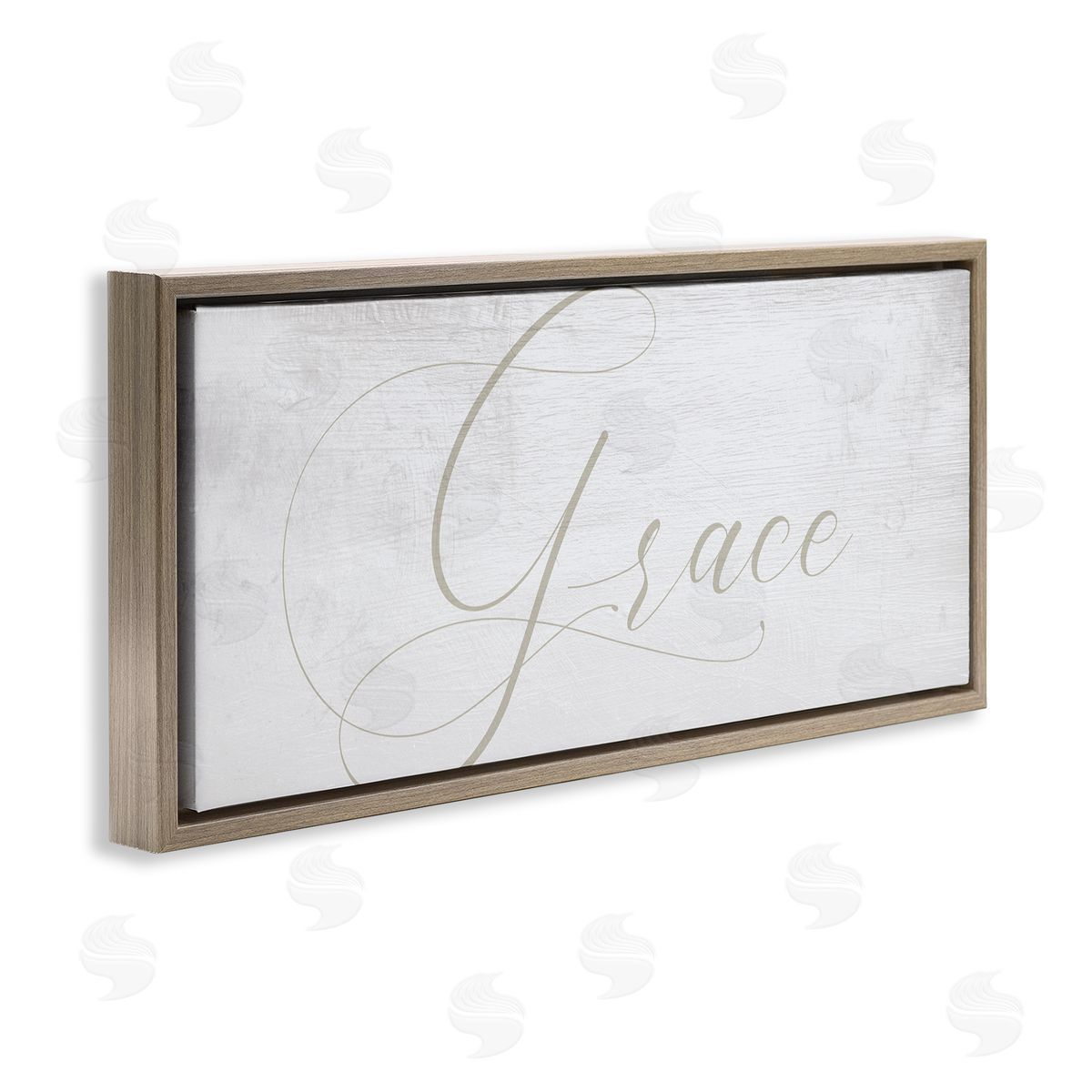 Stupell Studio Grace Phrase Elegant Cursive Typography Neutral Brown Floater Frame Canvas Art