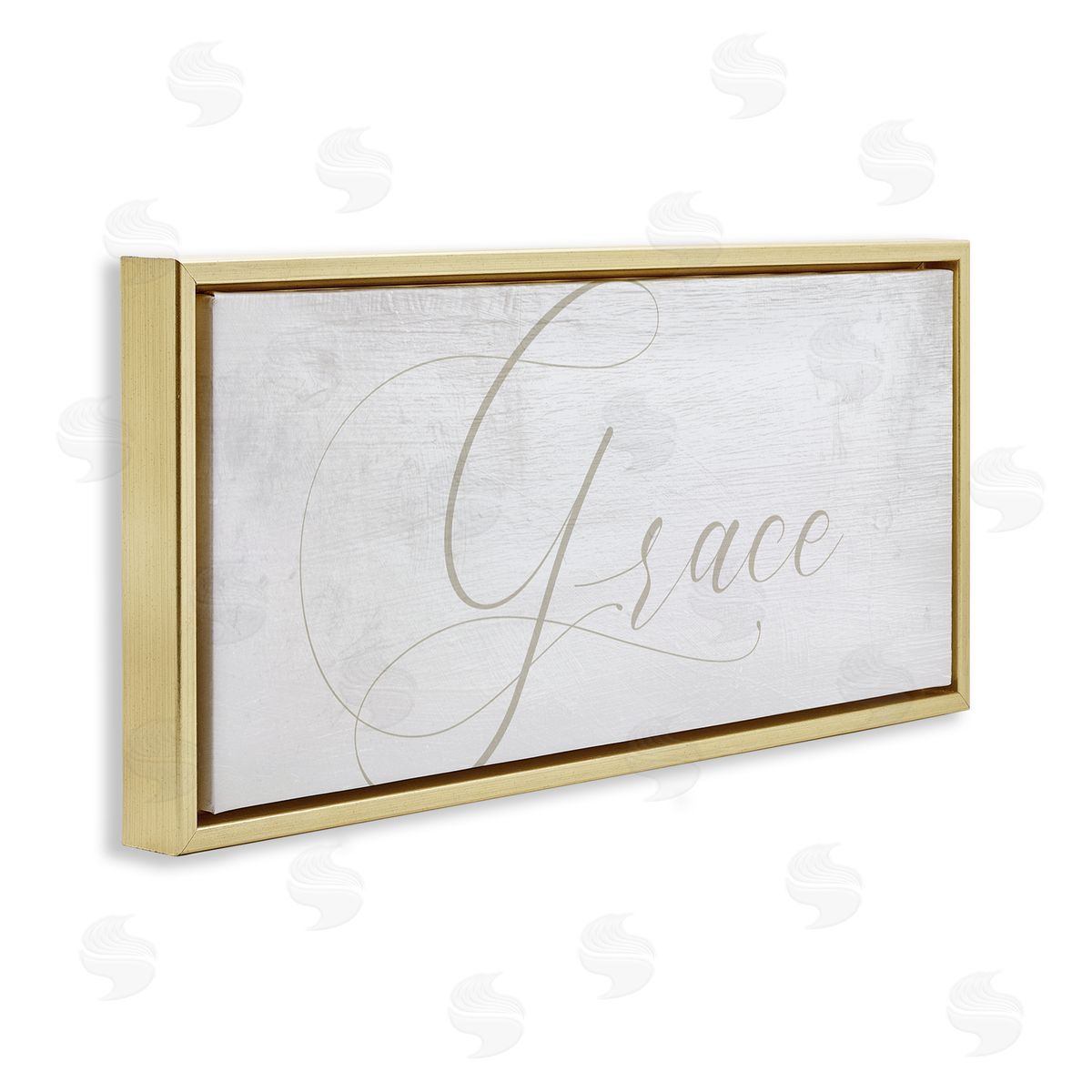 Stupell Studio Grace Phrase Elegant Cursive Typography Neutral Gold Floater Frame Canvas Art