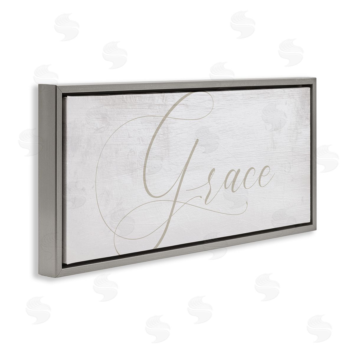 Stupell Studio Grace Phrase Elegant Cursive Typography Neutral Gray Floater Frame Canvas Art