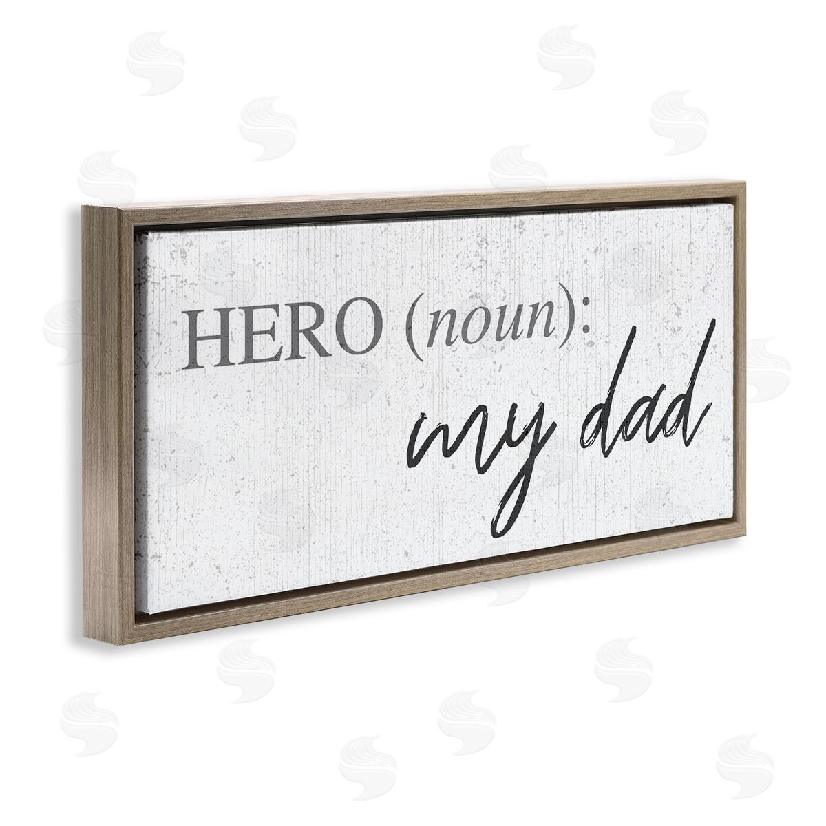 Stupell Studio Hero Definition Dad Appreciation Family Phrase Brown Floater Frame Canvas Art