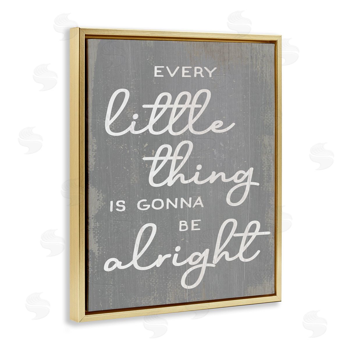 Stupell Studio Every Little Thing Positivity Phrase Rustic Grey White Gold Floater Frame Canvas Art