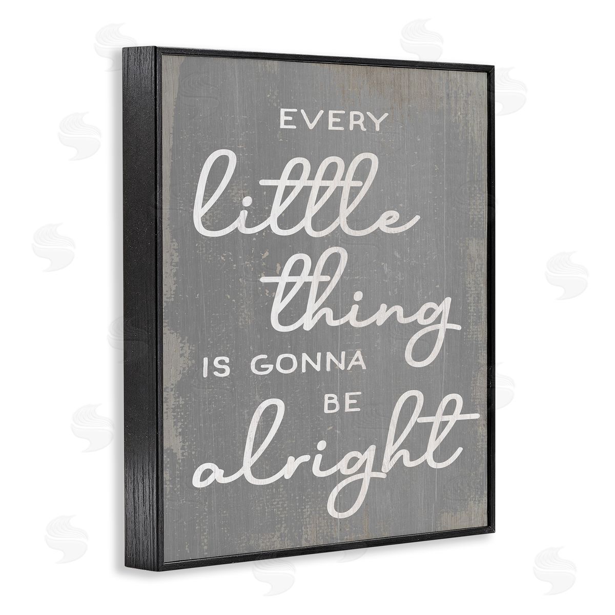 Stupell Studio Every Little Thing Positivity Phrase Rustic Grey White Black Framed Giclee Wall Art