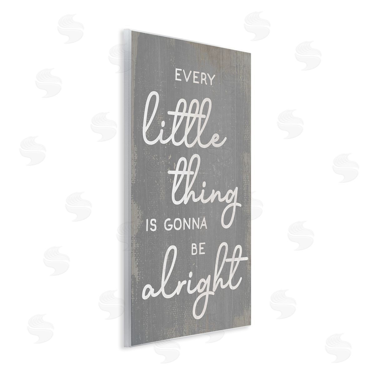 Stupell Studio Every Little Thing Positivity Phrase Rustic Grey White Wall Plaque Art