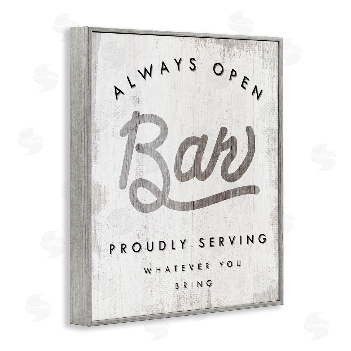 Stupell Studio Always Open BYOB Bar Sign Funny Drinking Phrase Gray Framed Giclee Wall Art