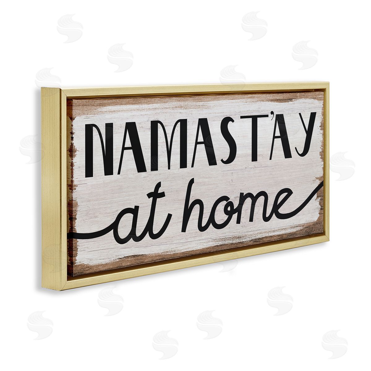 Stupell Studio Namastay At Home Phrase Rustic Self-Care Pun Gold Floater Frame Canvas Art