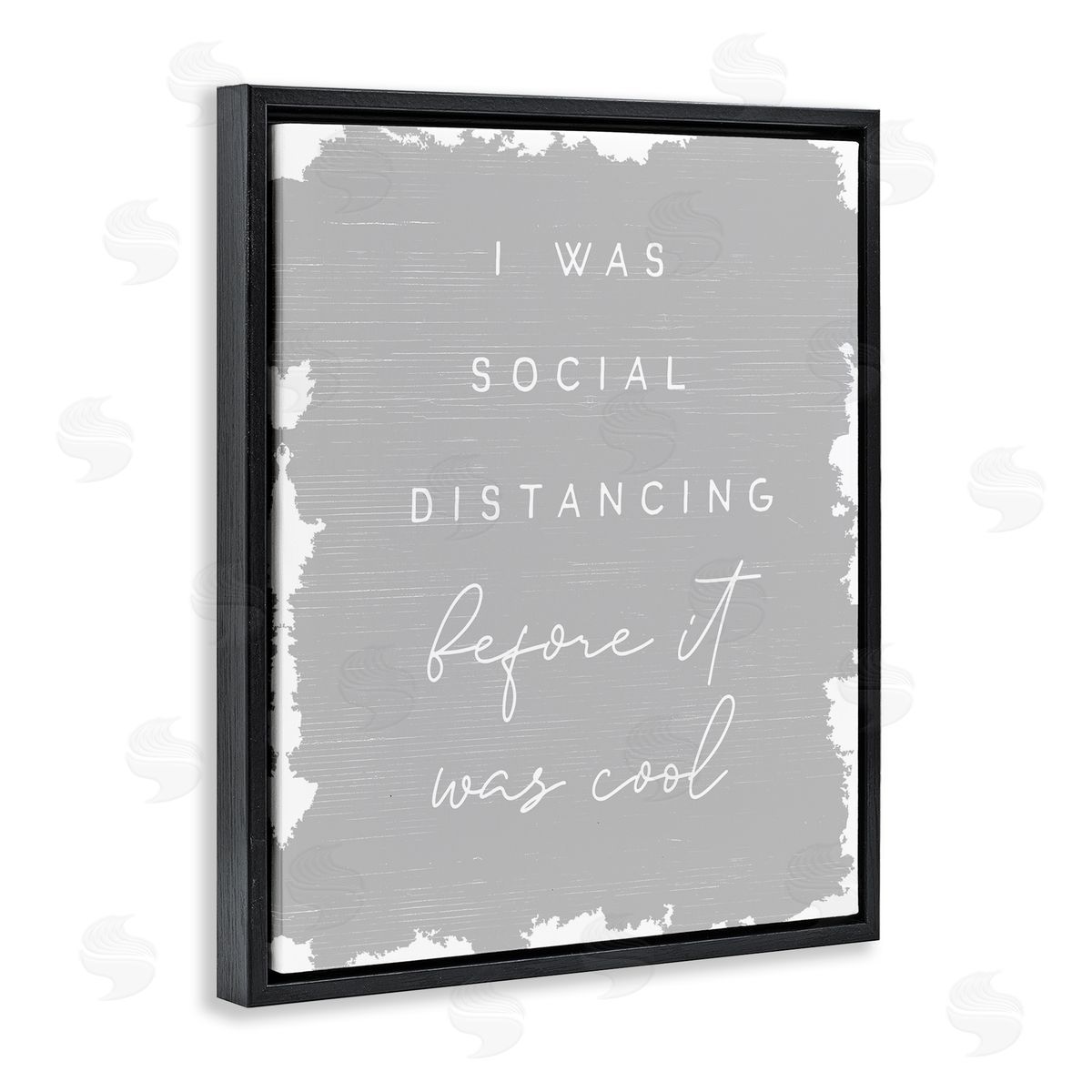Stupell Studio Social Distancing Before It�s Cool Sassy Hipster Phrase Black Floater Frame Canvas Art