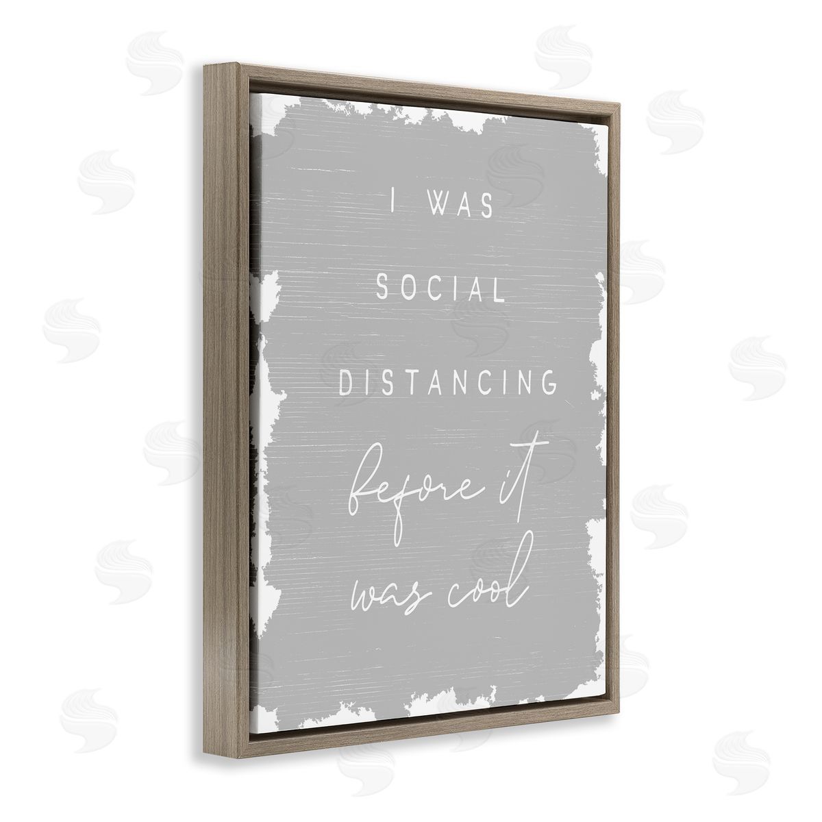 Stupell Studio Social Distancing Before It�s Cool Sassy Hipster Phrase Brown Floater Frame Canvas Art
