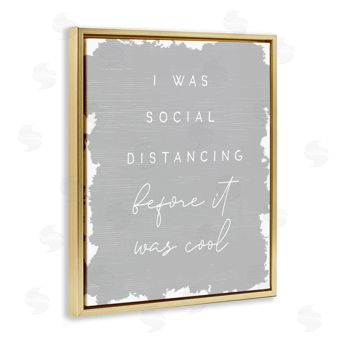 Stupell Studio Social Distancing Before It�s Cool Sassy Hipster Phrase Gold Floater Frame Canvas Art