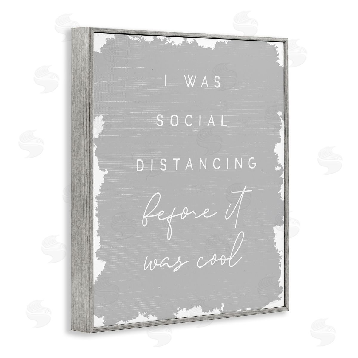 Stupell Studio Social Distancing Before It�s Cool Sassy Hipster Phrase Gray Framed Giclee Wall Art