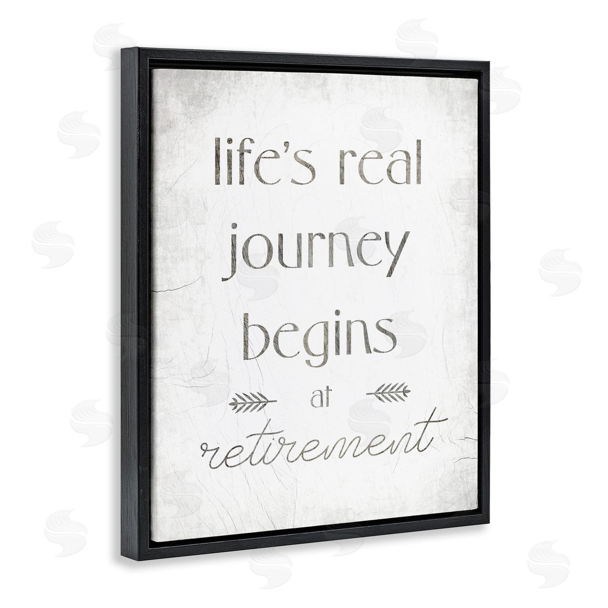 Stupell Studio Life's Journey Begins At Retirement Phrase Self-Care Quote Black Floater Frame Canvas Art