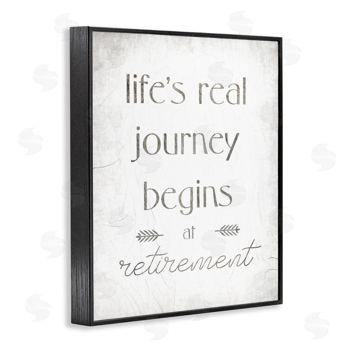 Stupell Studio Life's Journey Begins At Retirement Phrase Self-Care Quote Black Framed Giclee Wall Art