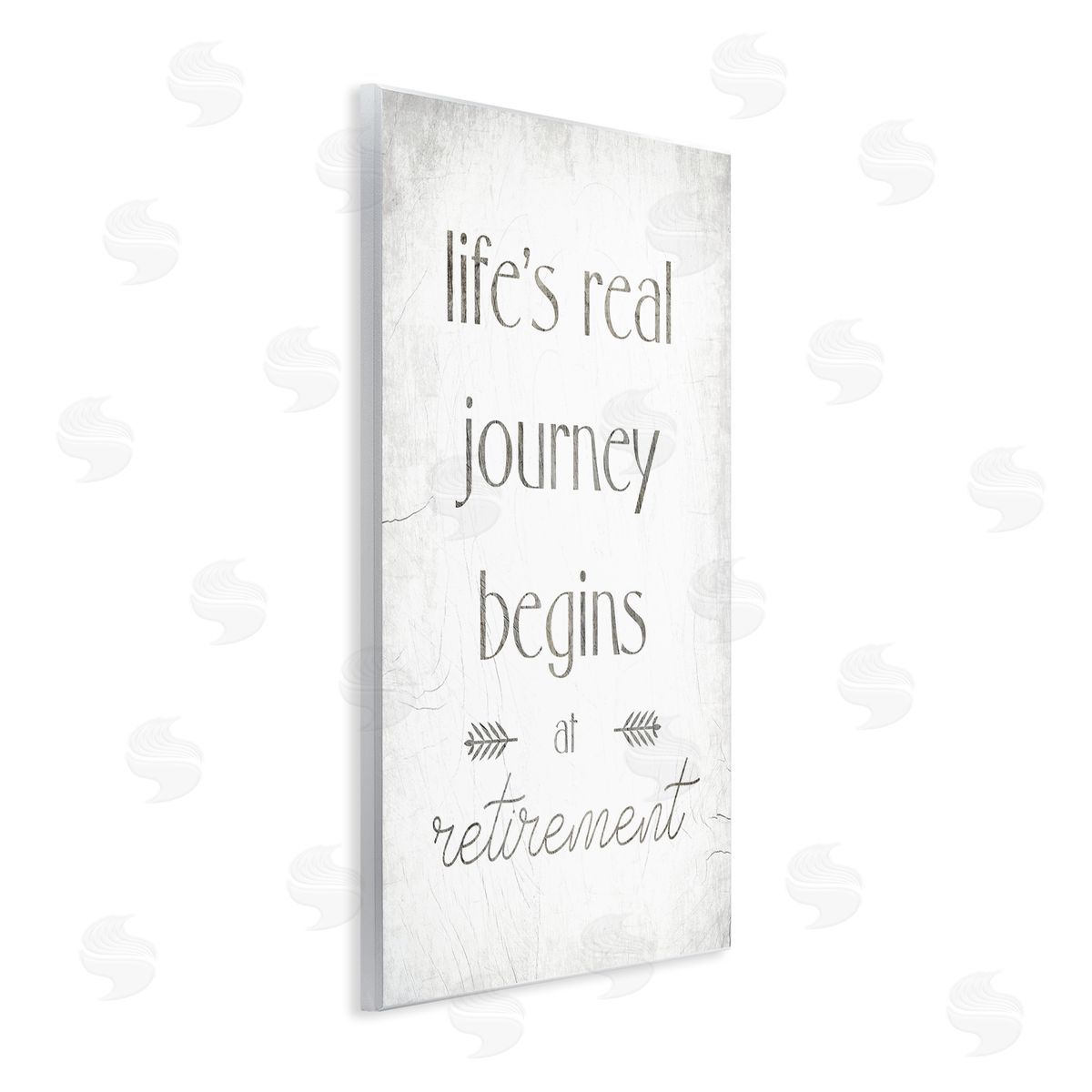 Stupell Studio Life's Journey Begins At Retirement Phrase Self-Care Quote Wall Plaque Art