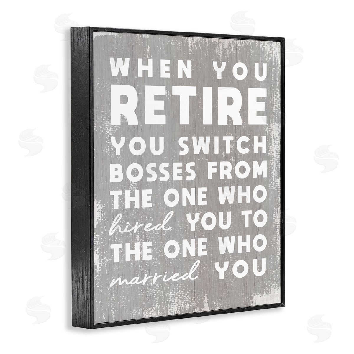 Stupell Studio Retirement Married New Boss Humor Distressed Grey Black Framed Giclee Wall Art