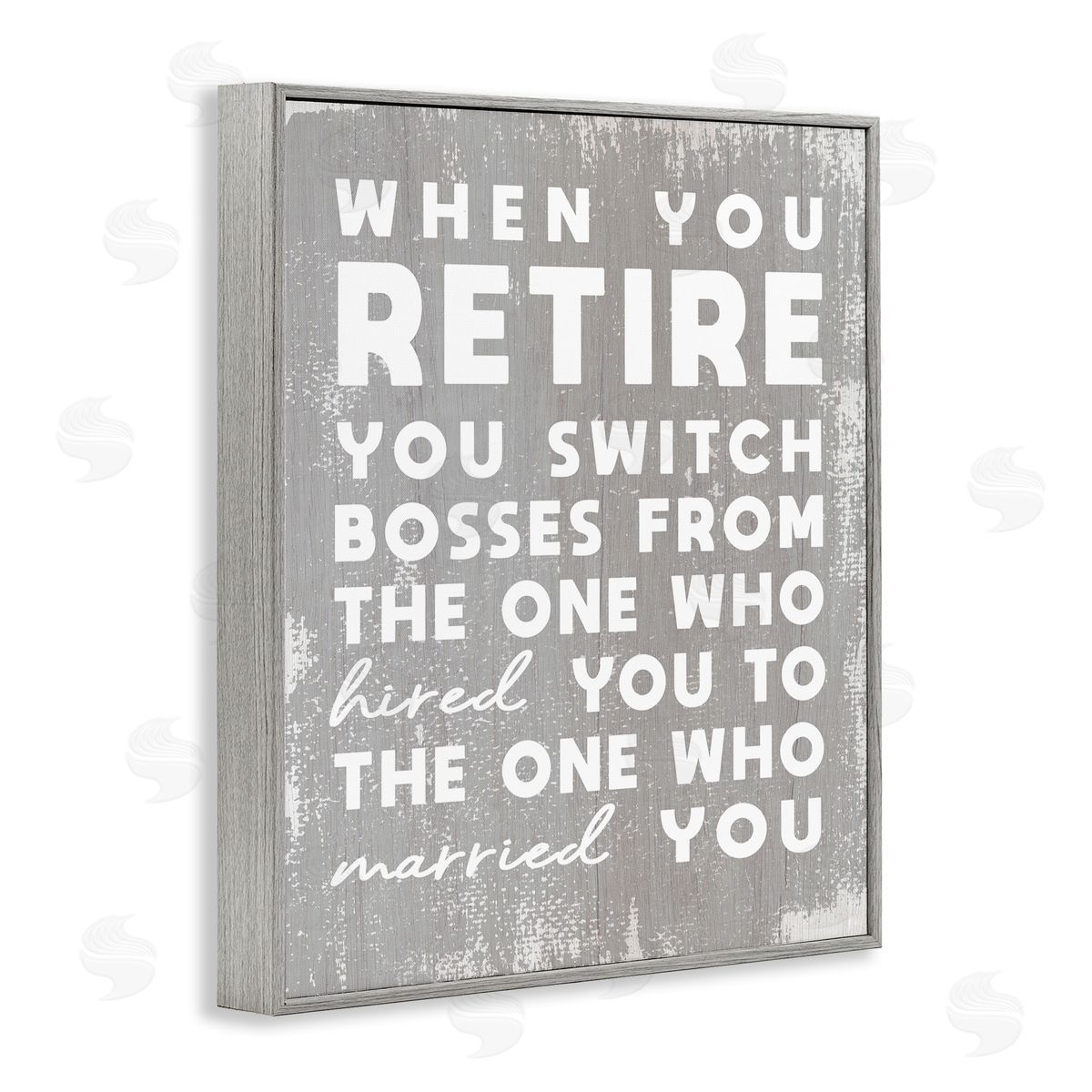 Stupell Studio Retirement Married New Boss Humor Distressed Grey Gray Framed Giclee Wall Art