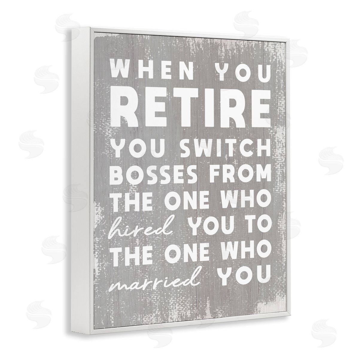 Stupell Studio Retirement Married New Boss Humor Distressed Grey White Framed Giclee Wall Art
