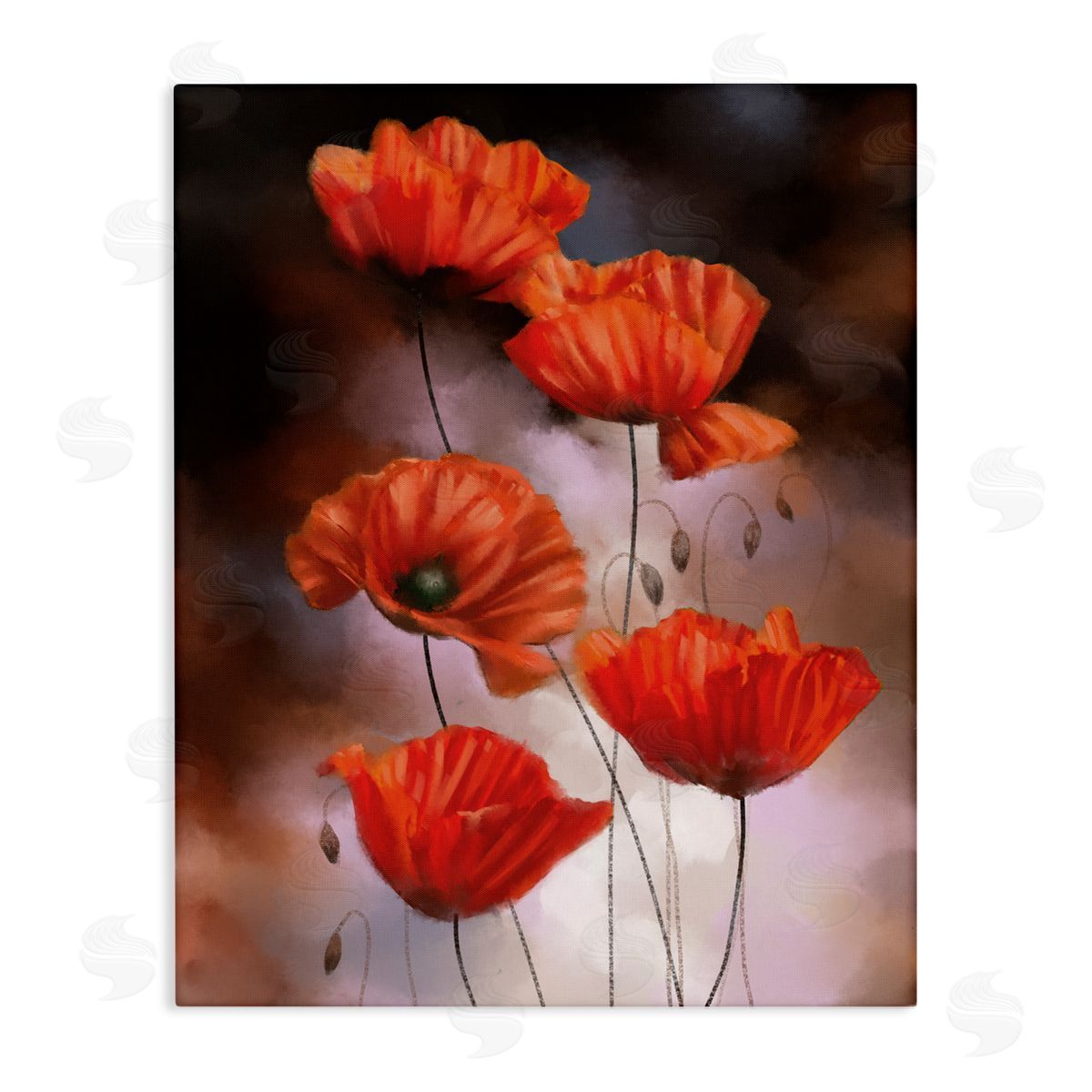 Ziwei Li Red Poppies Rising Vibrant Floral Blossoms Canvas Wall Art