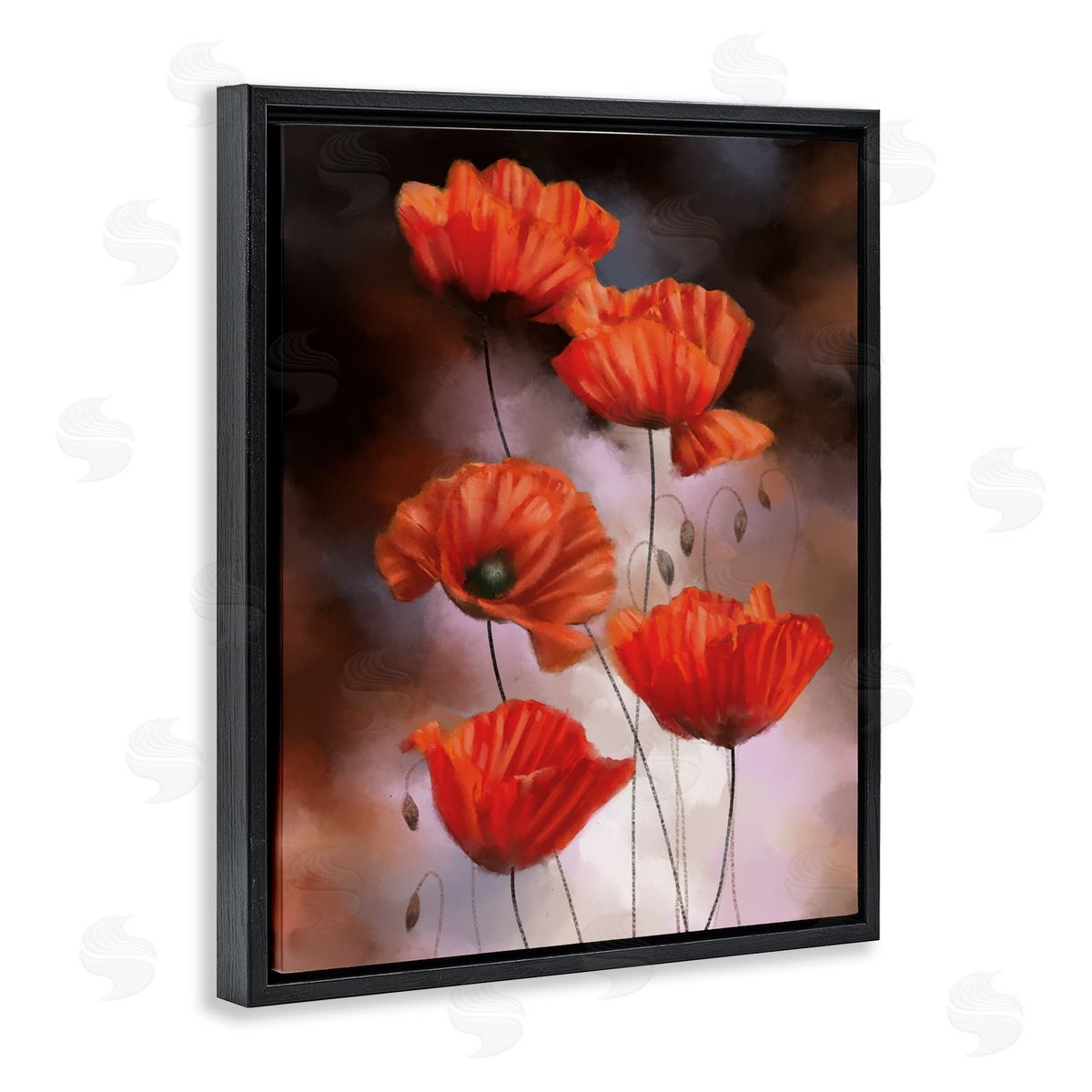 Ziwei Li Red Poppies Rising Vibrant Floral Blossoms Black Floater Frame Canvas Art