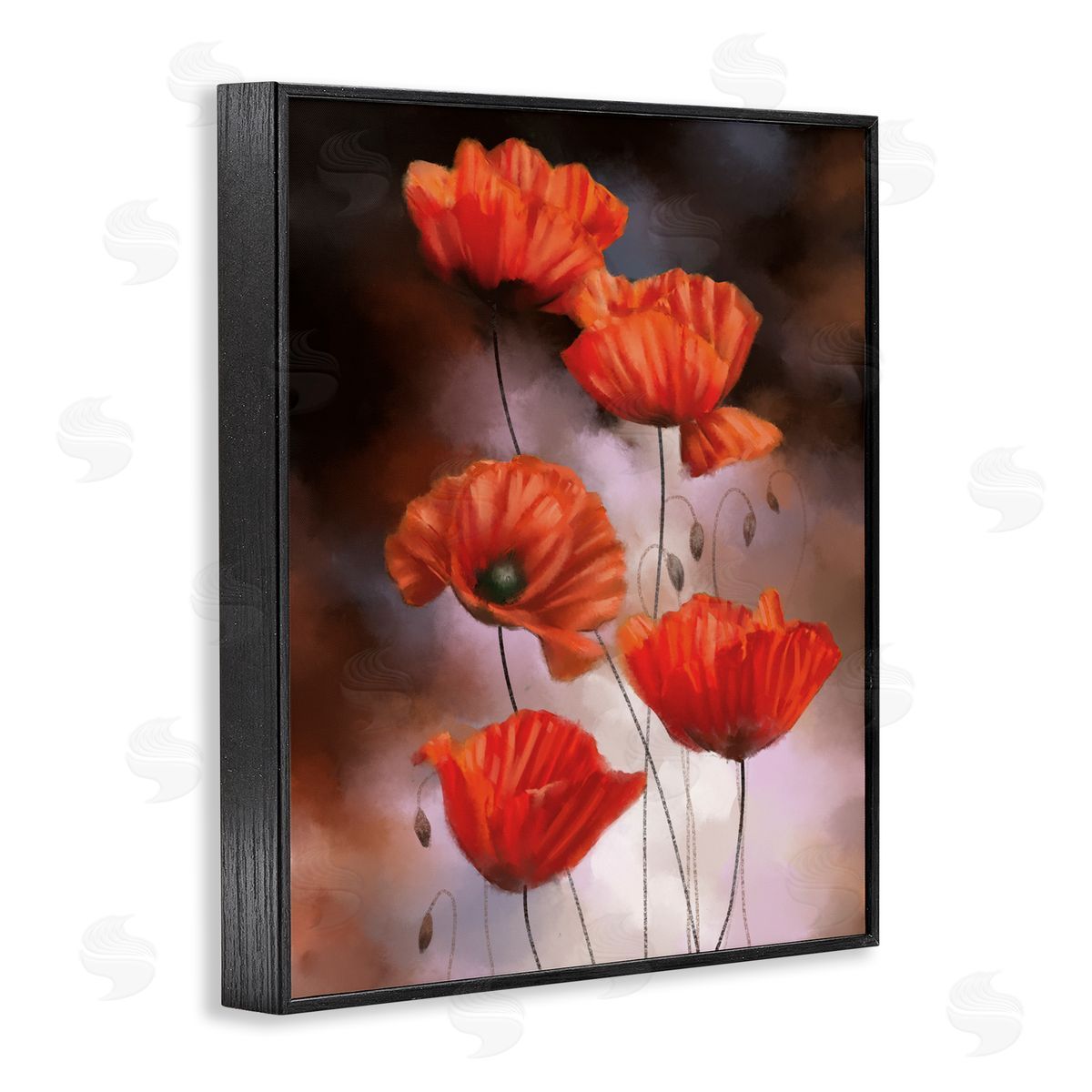 Ziwei Li Red Poppies Rising Vibrant Floral Blossoms Black Framed Giclee Wall Art