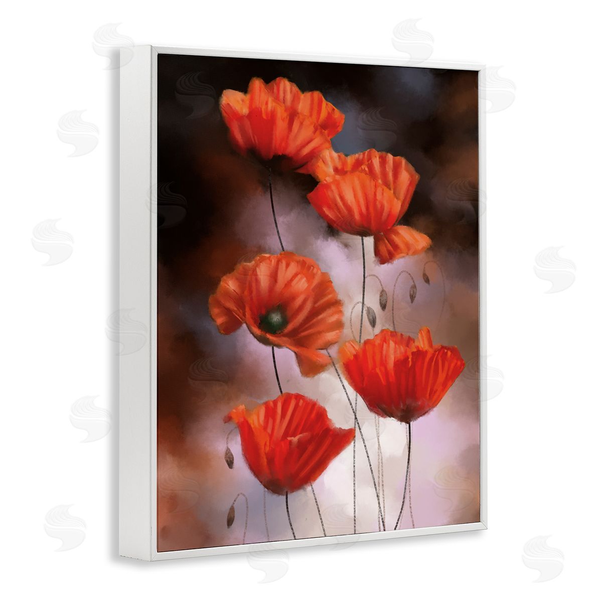 Ziwei Li Red Poppies Rising Vibrant Floral Blossoms White Framed Giclee Wall Art