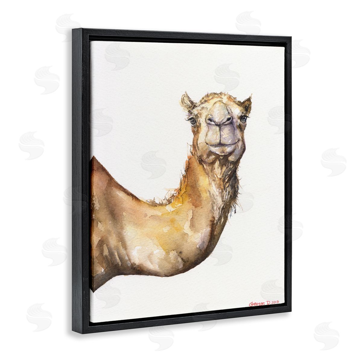 George Dyachenko Camel Side Portrait Desert Animal Tan White Black Floater Frame Canvas Art