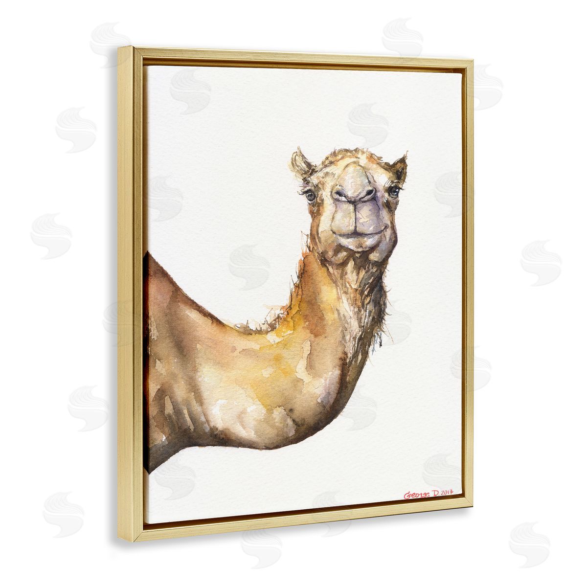 George Dyachenko Camel Side Portrait Desert Animal Tan White Gold Floater Frame Canvas Art