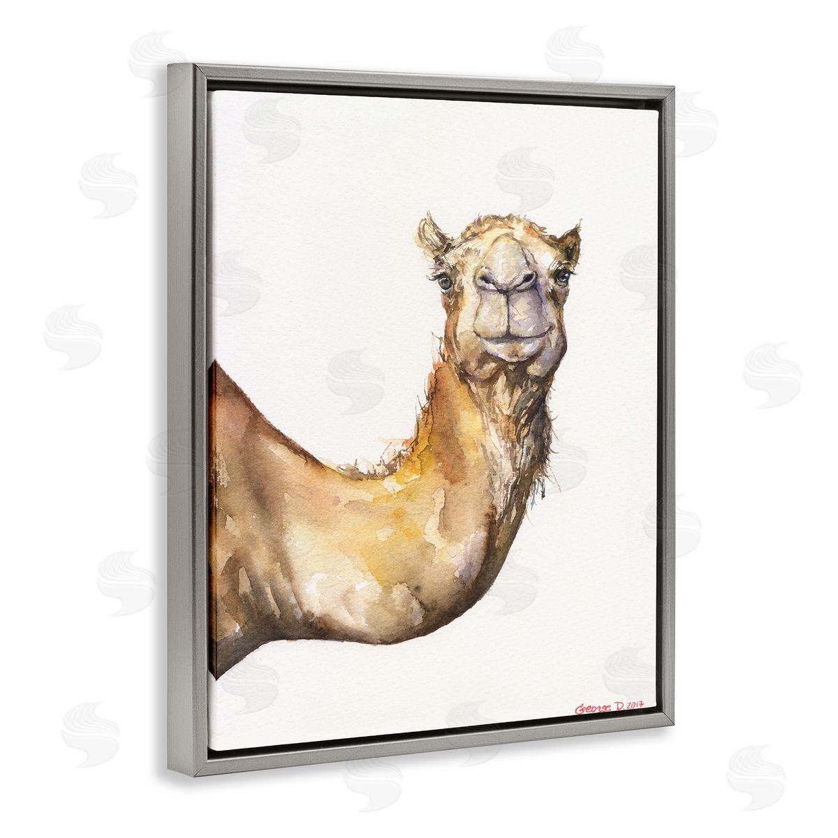 George Dyachenko Camel Side Portrait Desert Animal Tan White Gray Floater Frame Canvas Art