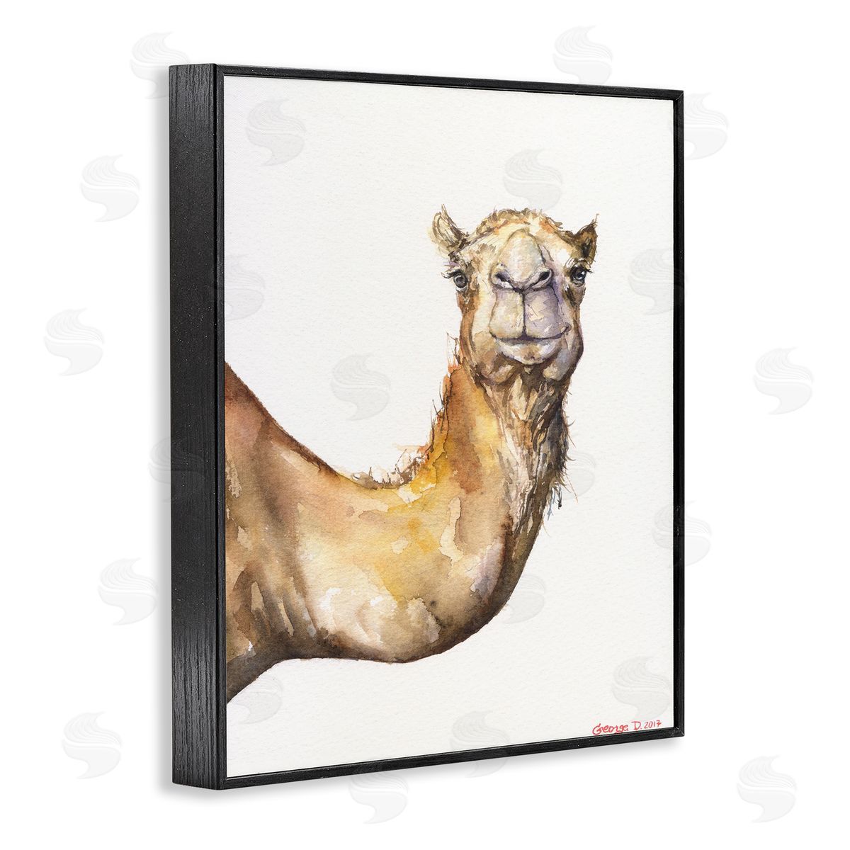 George Dyachenko Camel Side Portrait Desert Animal Tan White Black Framed Giclee Wall Art