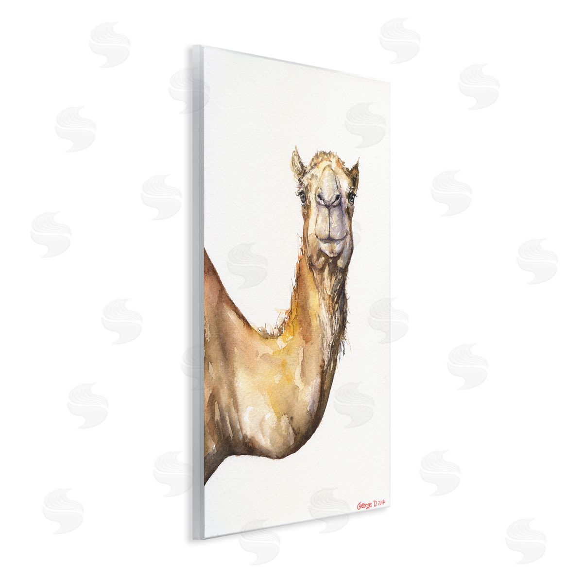 George Dyachenko Camel Side Portrait Desert Animal Tan White Wall Plaque Art
