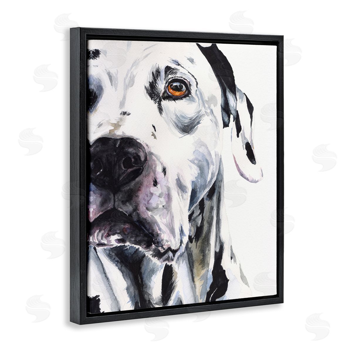 George Dyachenko Dalmatian Pet Dog Portrait Bold Spotted Dog Black Floater Frame Canvas Art