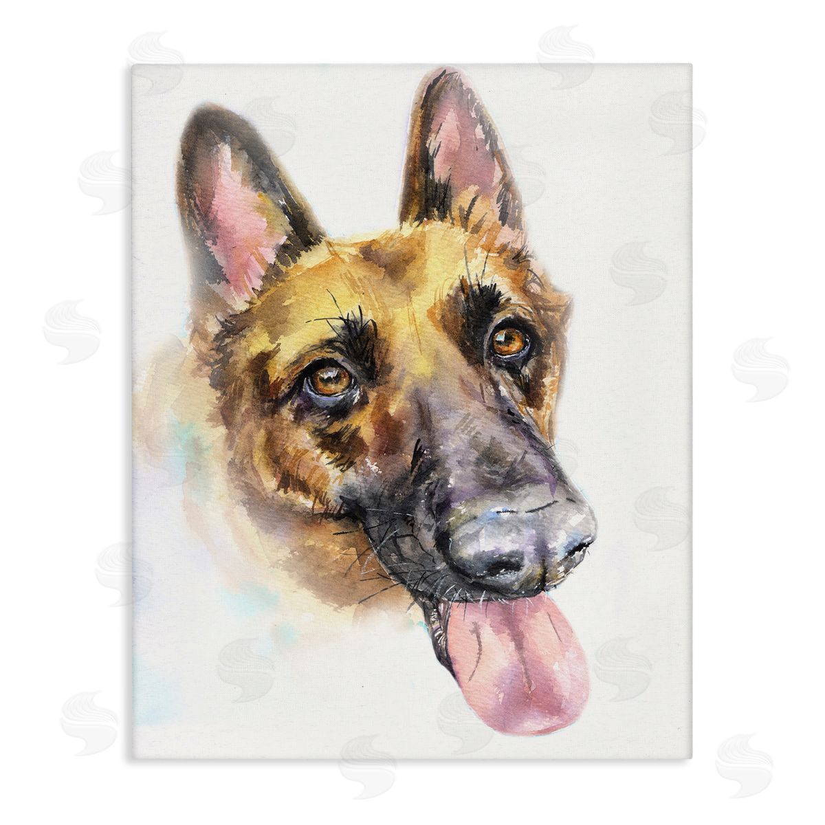 George Dyachenko German Shepard Pet Dog Tongue Out Portrait Canvas Wall Art