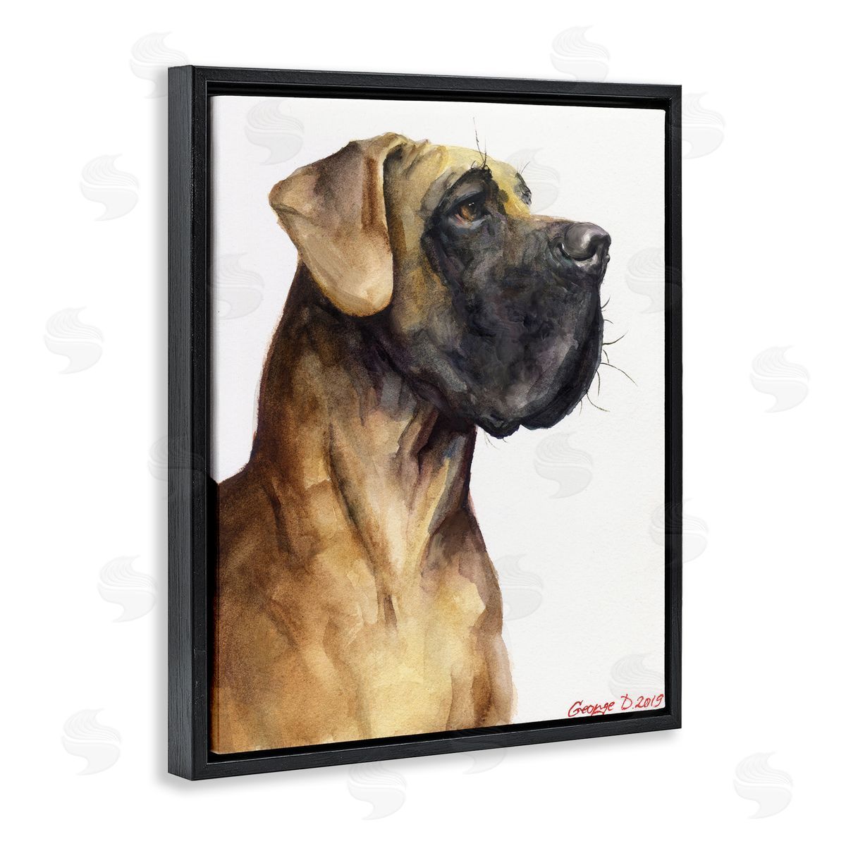 George Dyachenko Great Dane Pet Dog Portrait Strong Pose Black Floater Frame Canvas Art