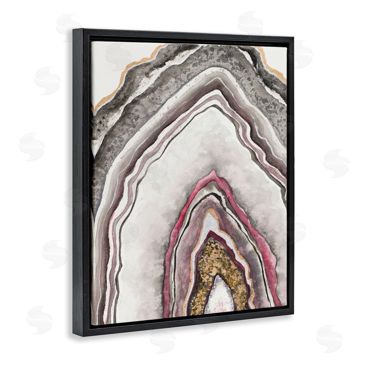 Tiffany Hakimipour Pink Neutral Geode Rock Arch Pattern Abstract Black Floater Frame Canvas Art