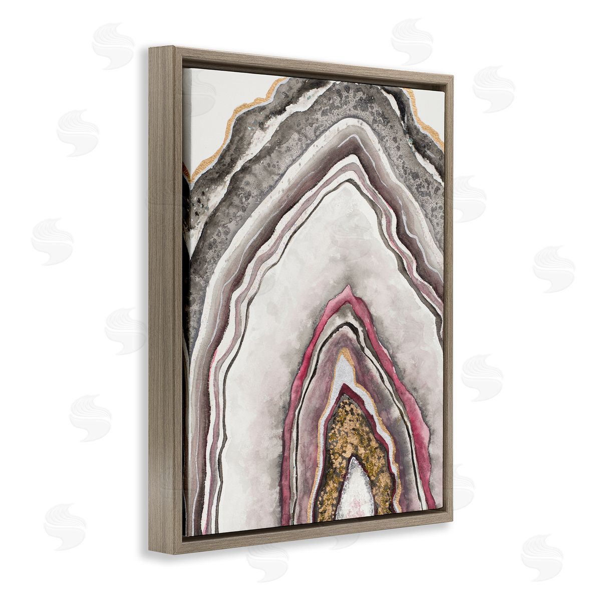 Tiffany Hakimipour Pink Neutral Geode Rock Arch Pattern Abstract Brown Floater Frame Canvas Art