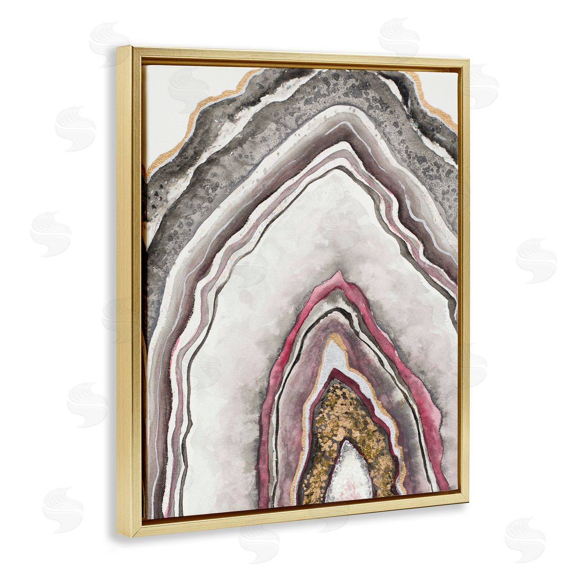 Tiffany Hakimipour Pink Neutral Geode Rock Arch Pattern Abstract Gold Floater Frame Canvas Art