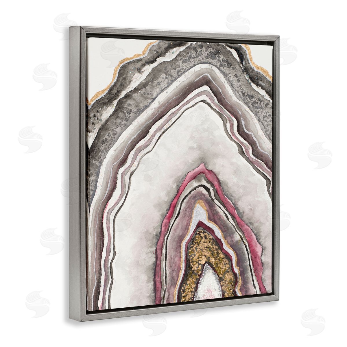 Tiffany Hakimipour Pink Neutral Geode Rock Arch Pattern Abstract Gray Floater Frame Canvas Art