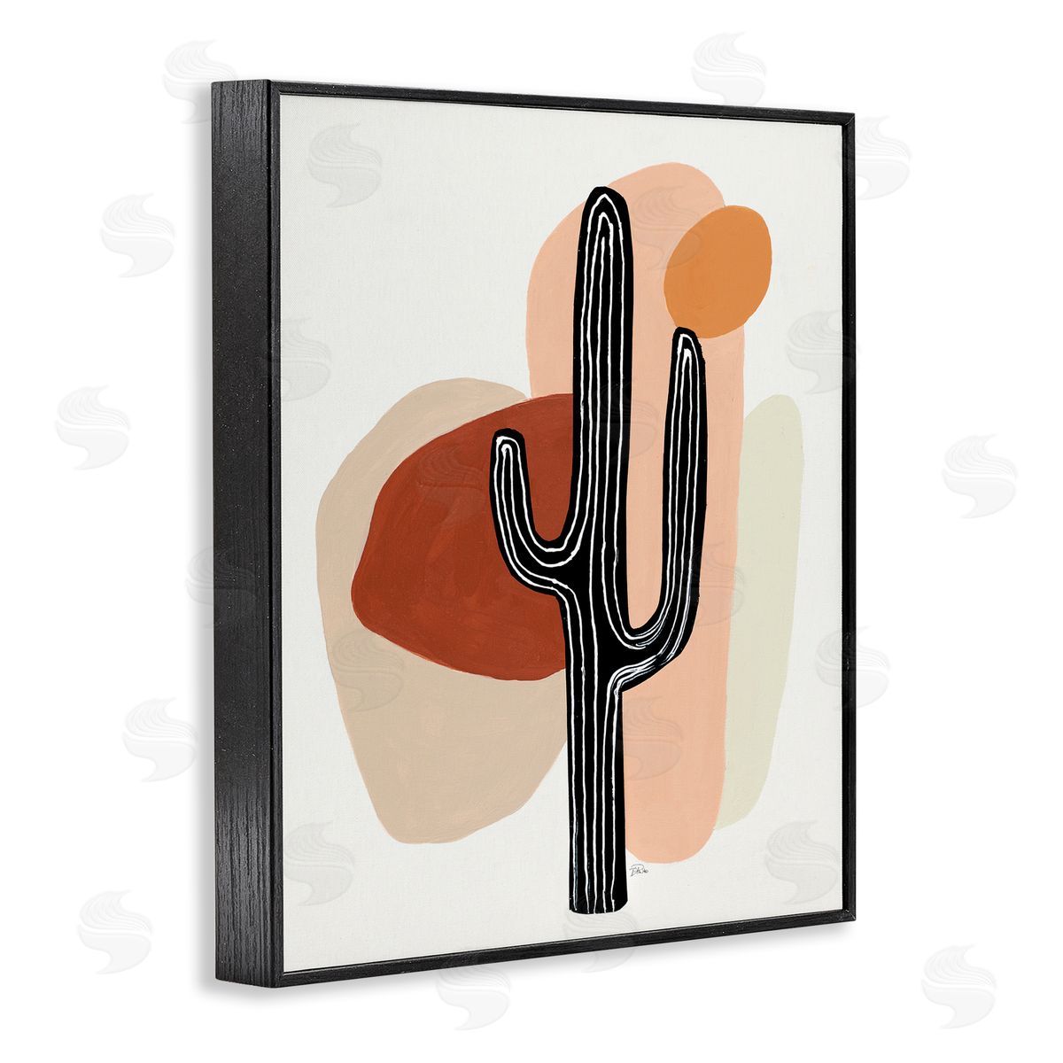 Patricia Pinto Western Terracotta Abstract Desert Cactus Plant Black Framed Giclee Wall Art