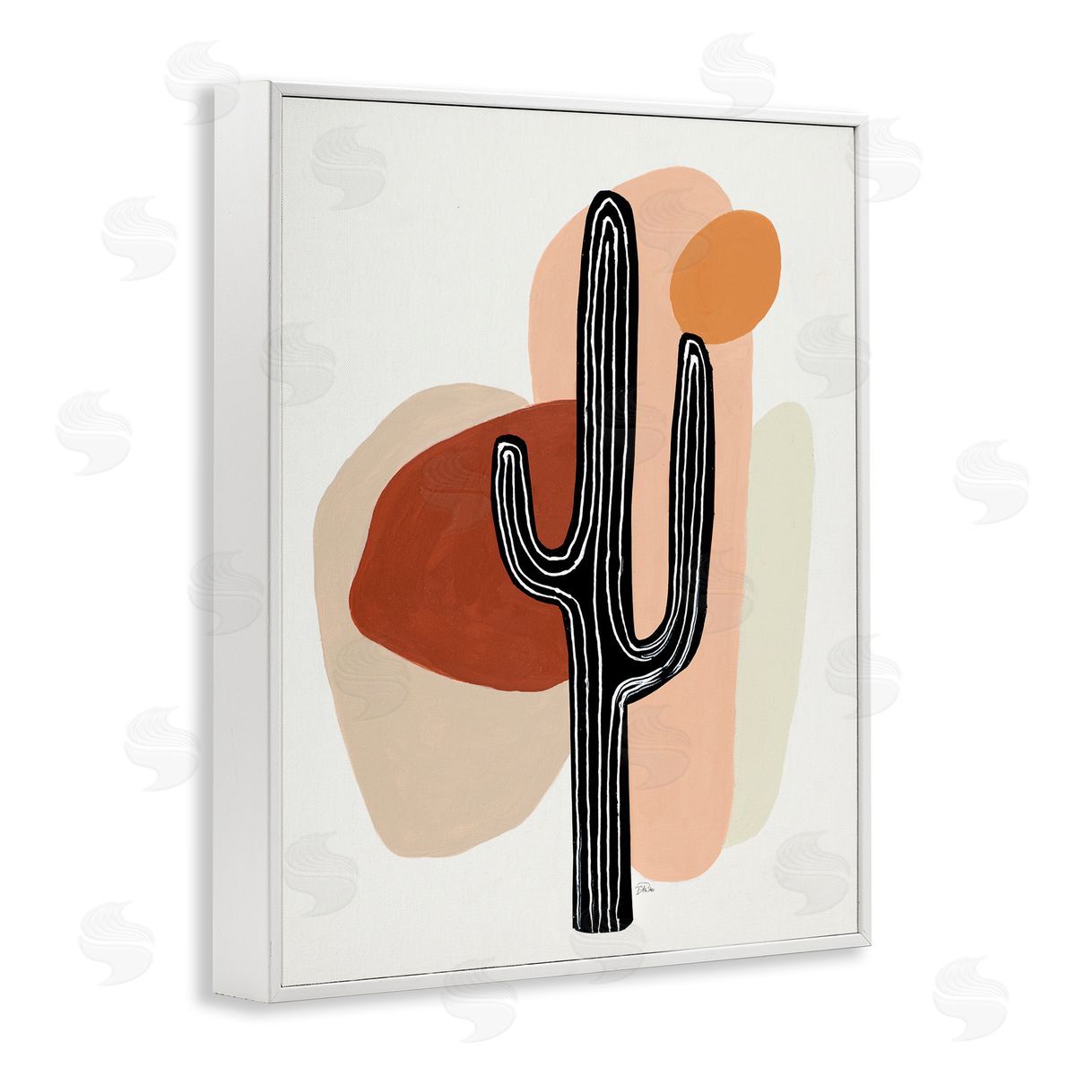 Patricia Pinto Western Terracotta Abstract Desert Cactus Plant White Framed Giclee Wall Art