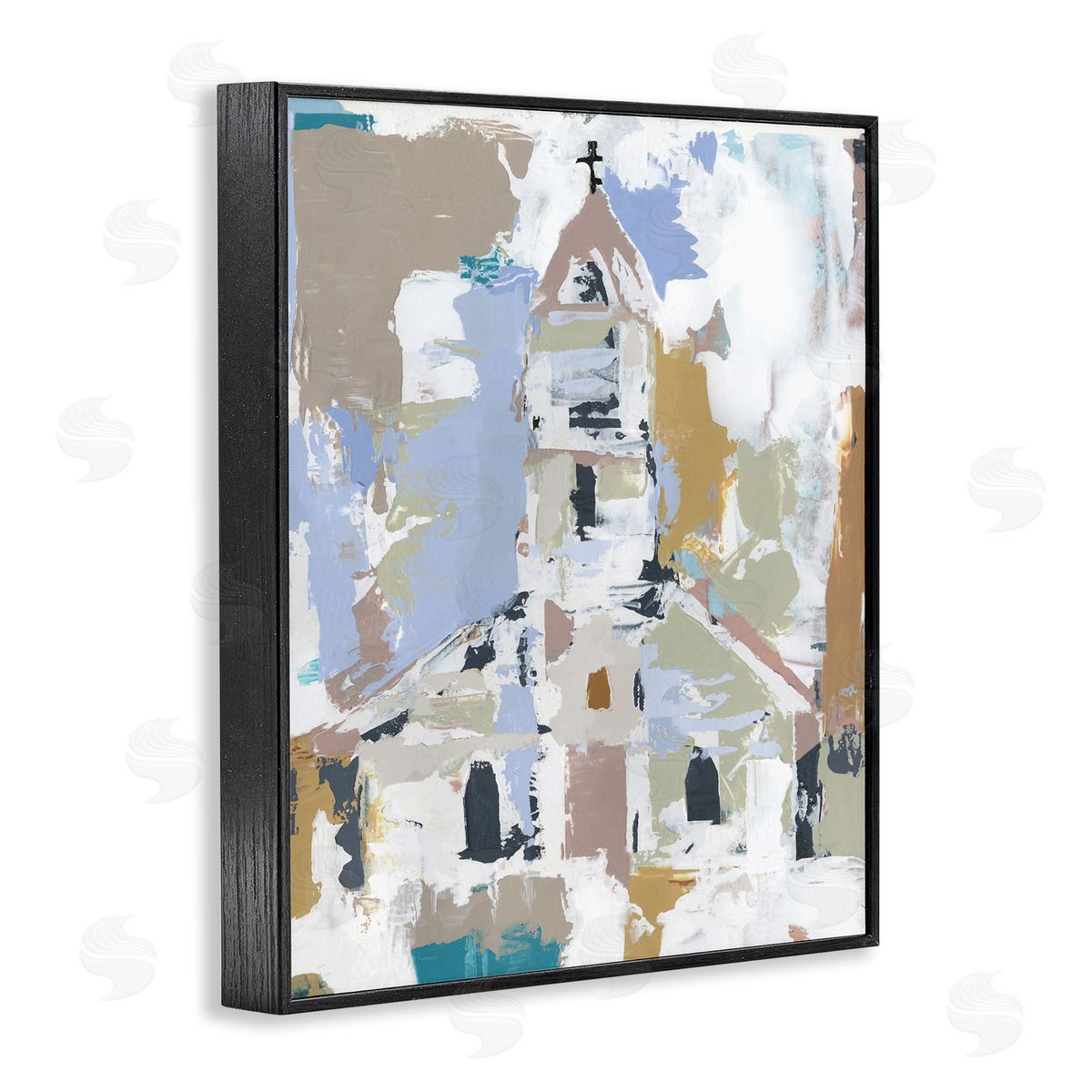 Annie Warren Church House Abstraction Distressed Vintage Detail Black Framed Giclee Wall Art