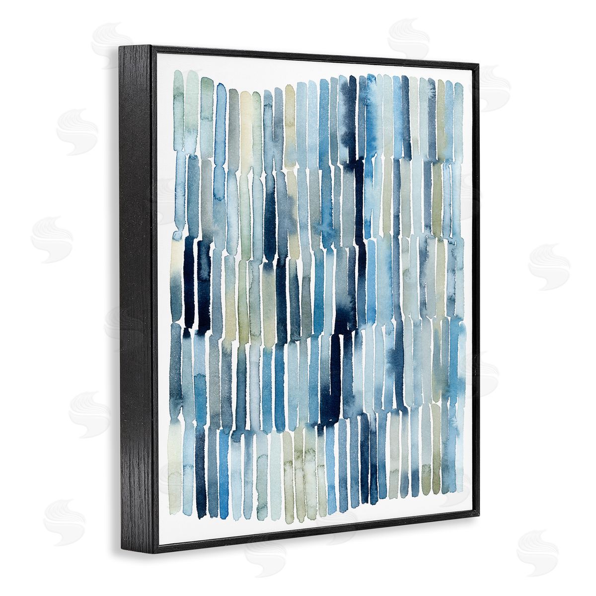 Grace Popp Nautical Inspired Abstraction Blue Beige Blocked Lines Black Framed Giclee Wall Art