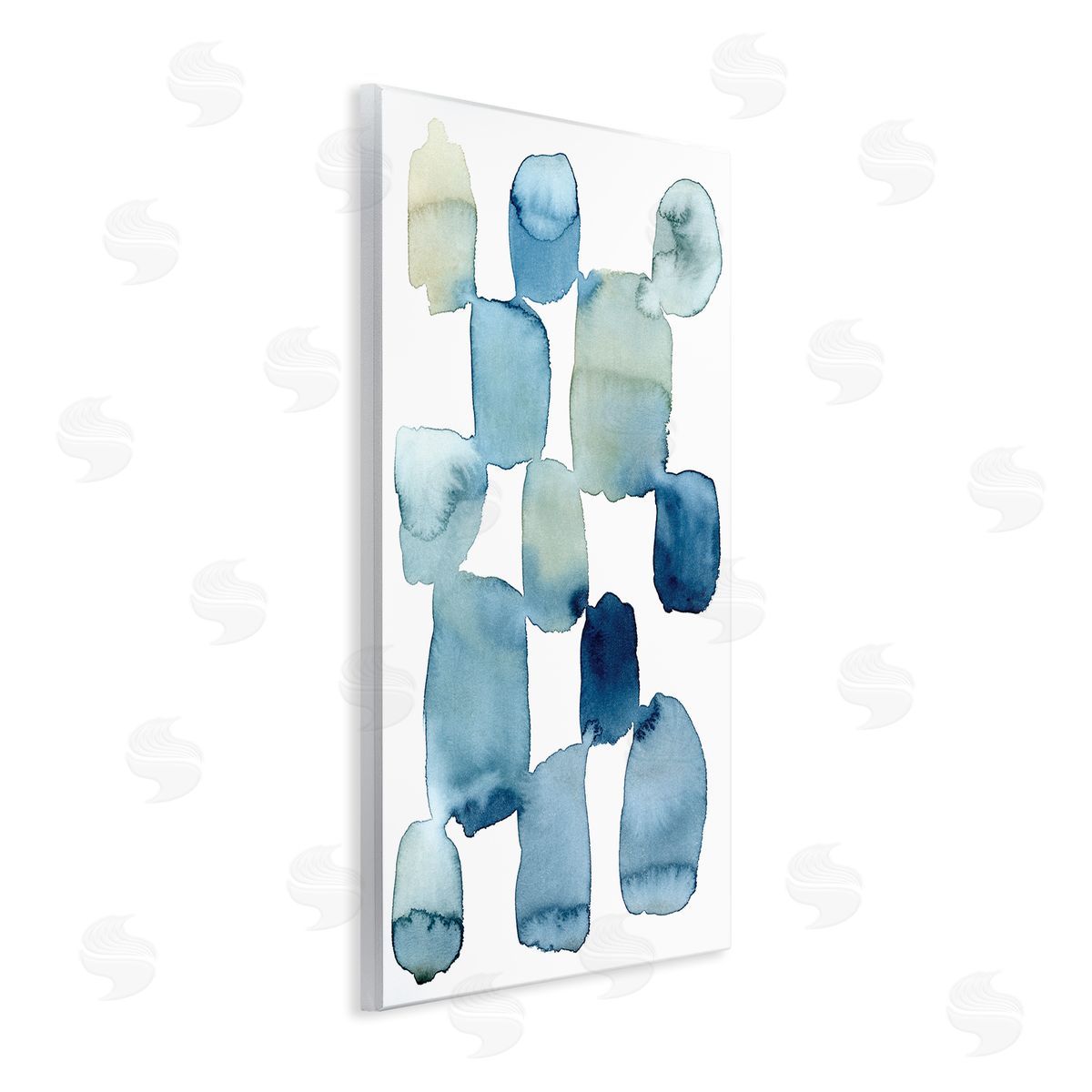 Grace Popp Nautical Patchwork Abstraction Soft Blue Beige Wall Plaque Art