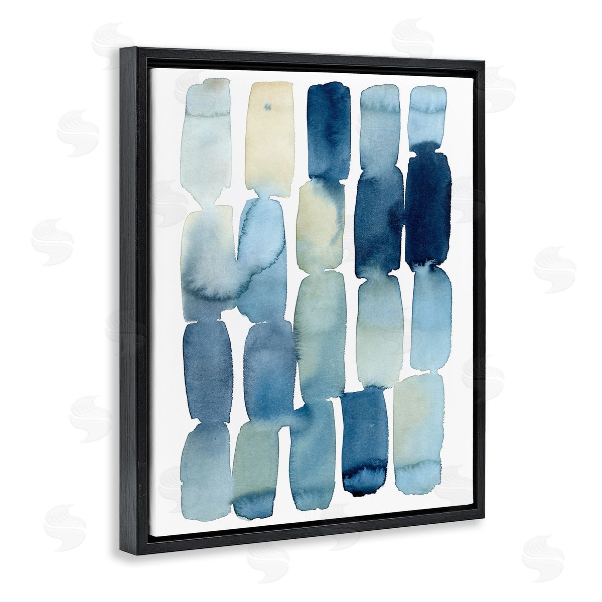 Grace Popp Beach Inspired Abstraction Watercolor Block Shapes Black Floater Frame Canvas Art