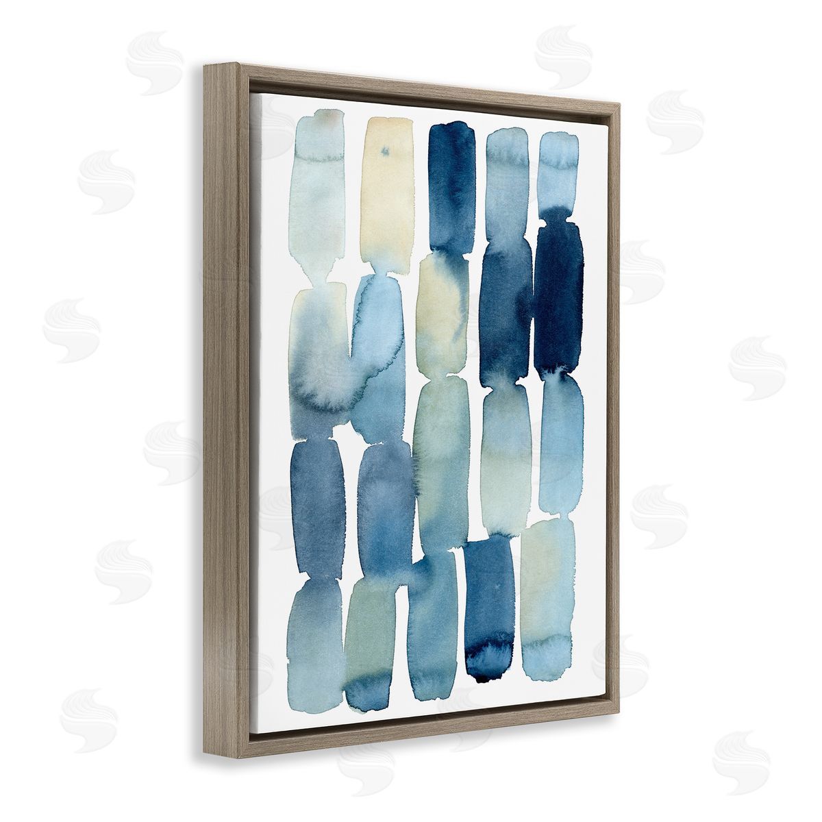 Grace Popp Beach Inspired Abstraction Watercolor Block Shapes Brown Floater Frame Canvas Art