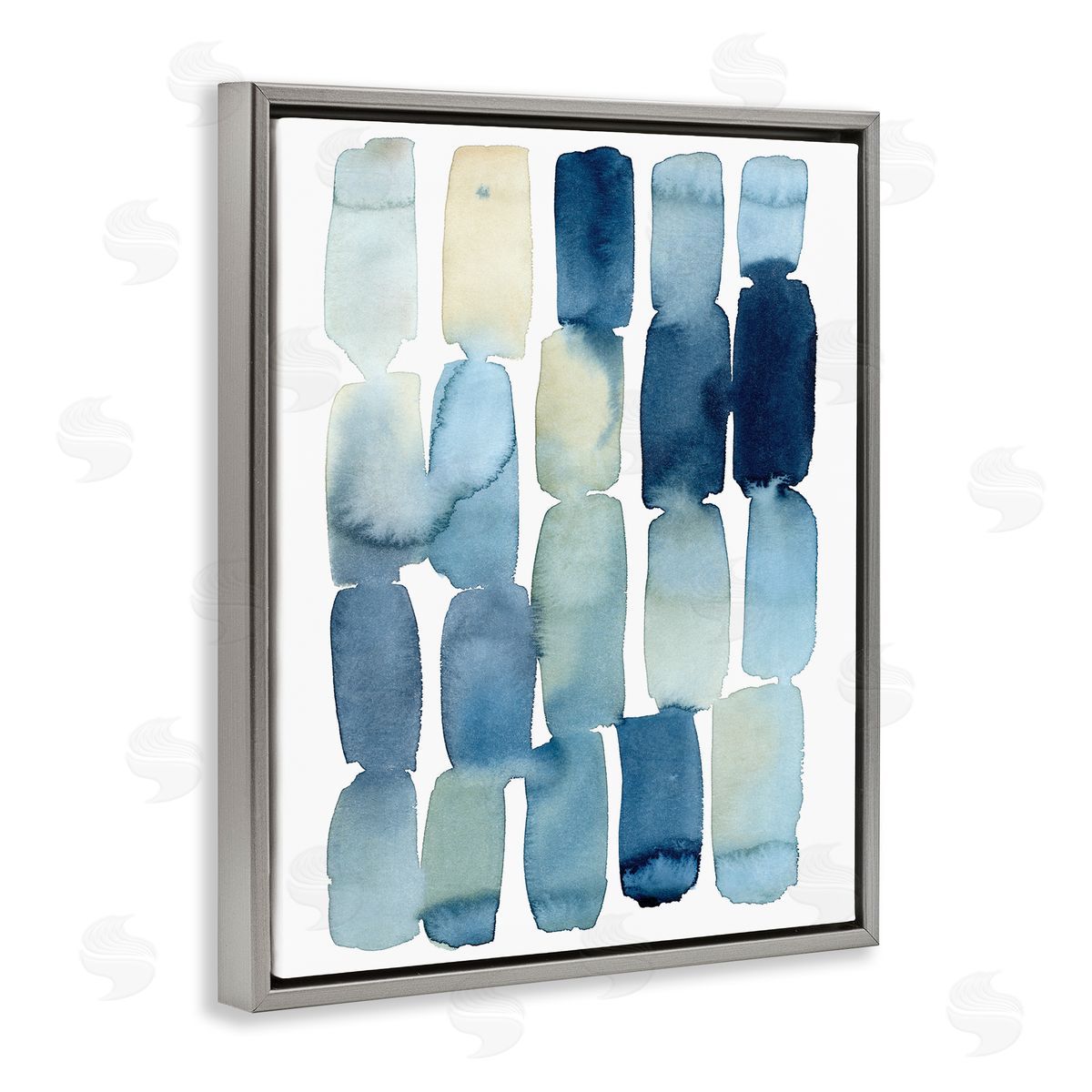 Grace Popp Beach Inspired Abstraction Watercolor Block Shapes Gray Floater Frame Canvas Art