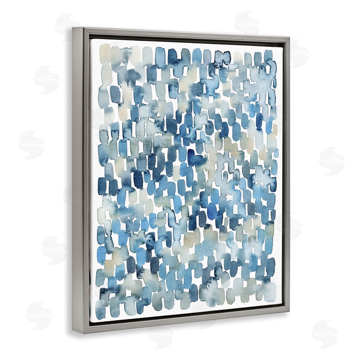 Grace Popp Coastal Tile Abstract Soft Blue Beige Shapes Gray Floater Frame Canvas Art