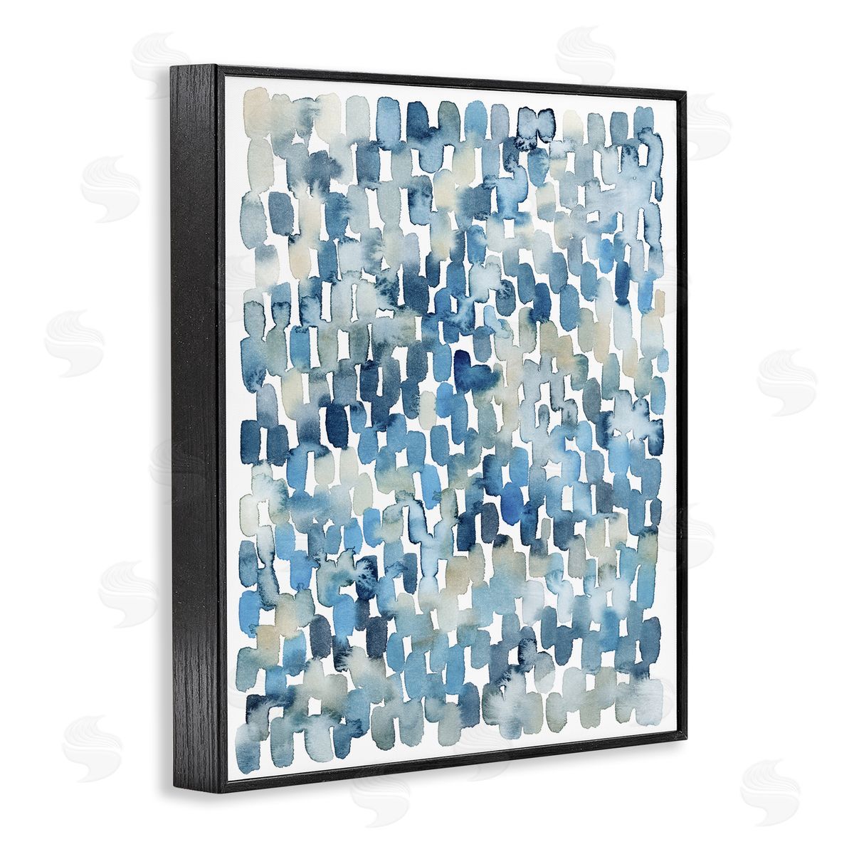 Grace Popp Coastal Tile Abstract Soft Blue Beige Shapes Black Framed Giclee Wall Art