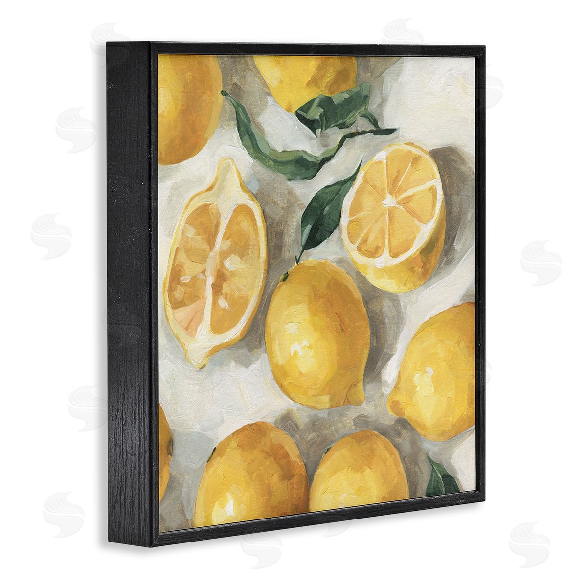 Emma Caroline Citrus Fruits Sliced Lemon Pile Over White Black Framed Giclee Wall Art