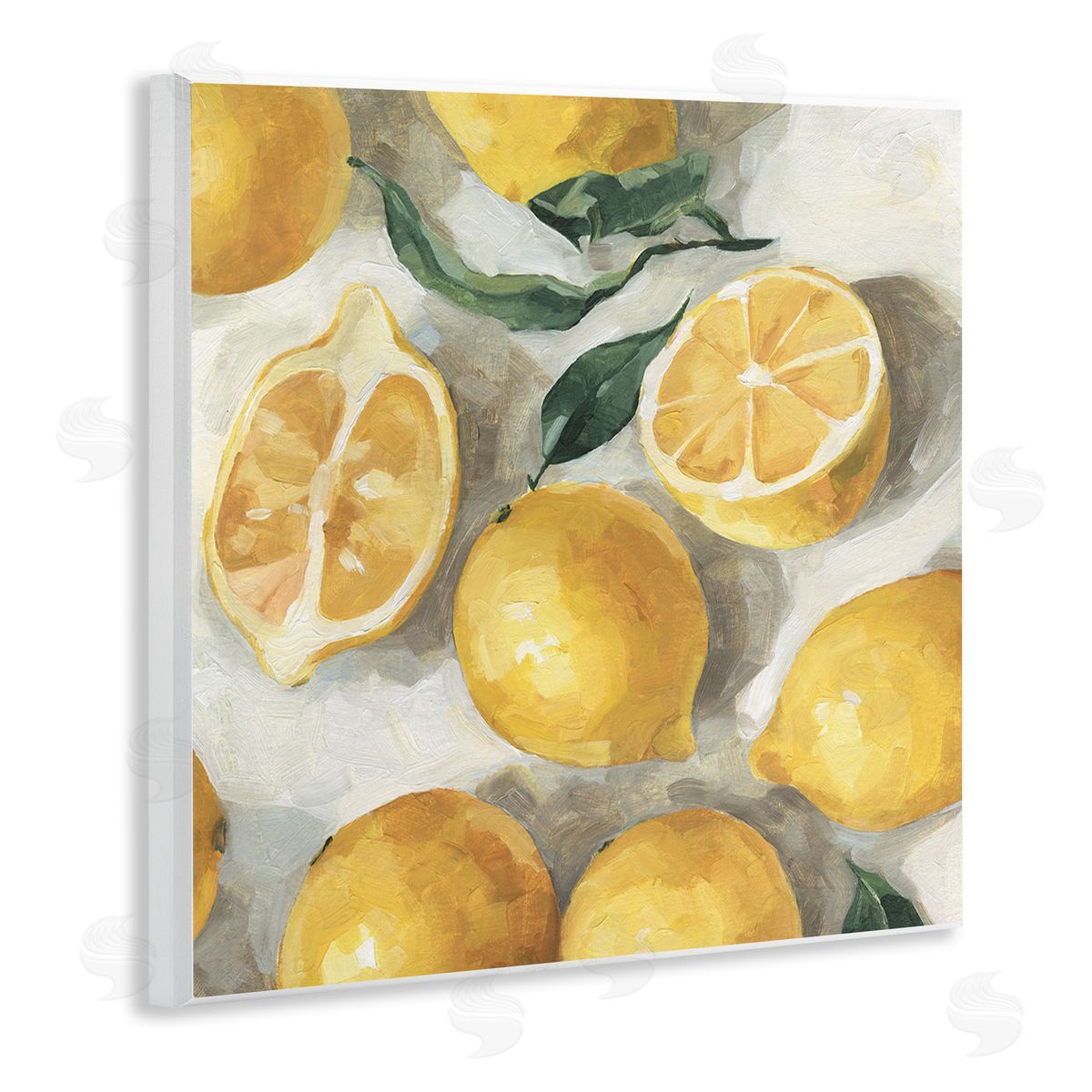 Emma Caroline Citrus Fruits Sliced Lemon Pile Over White Wall Plaque Art
